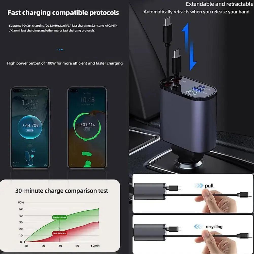 Retractable Car Charger – Compact & Fast Charging for Your Devices