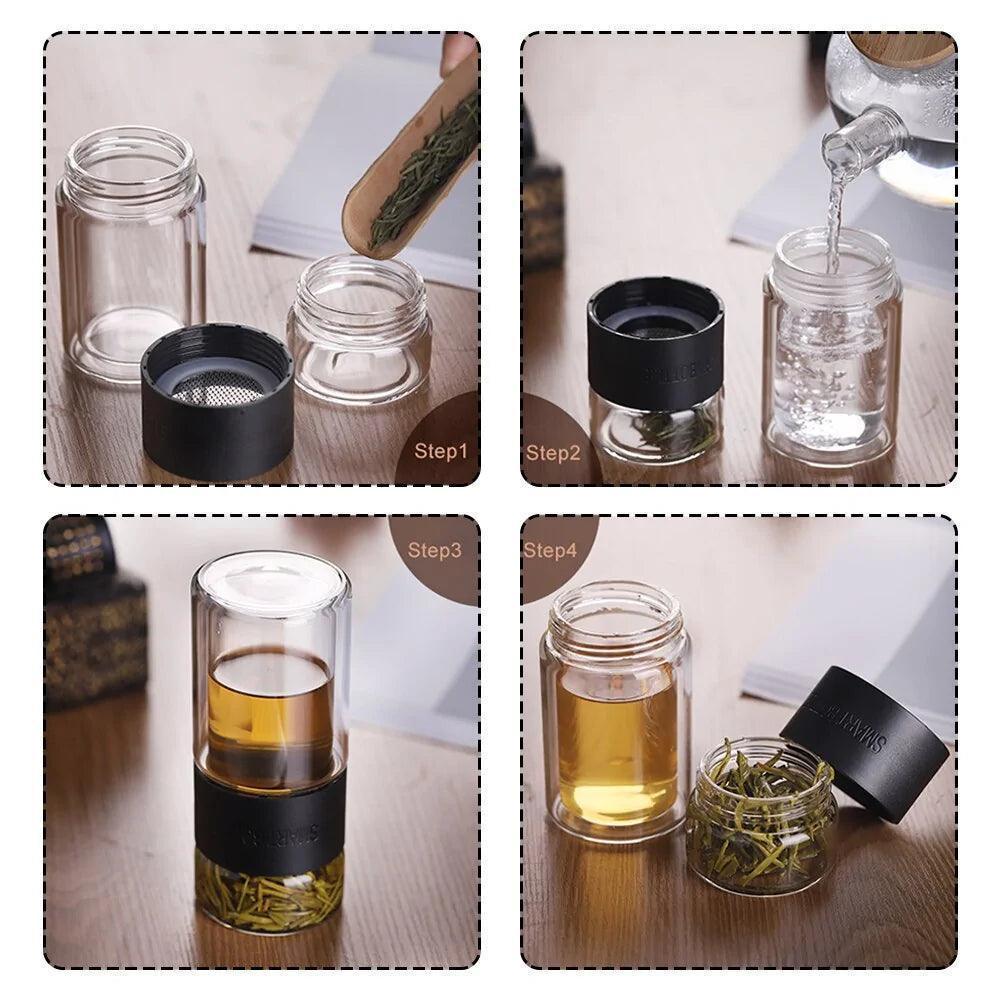 Bouteille Infuseur de Thé en Verre – Élégante, Portable et Pratique pour une Infusion Parfaite